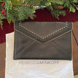 Rebecca Minkoff Leo clutch with gold accents